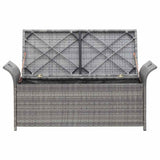 Storage Bench with Cushion Grey 138 cm Poly Rattan