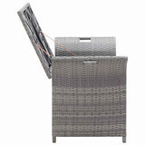 Storage Bench with Cushion Grey 138 cm Poly Rattan - Close-Up Angle