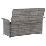 Storage Bench with Cushion Grey 138 cm Poly Rattan - Low Angle