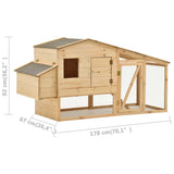 Chicken Cage Solid Pine Wood 178x67x92 cm - Close-Up Angle