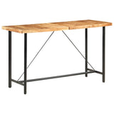 9 Piece Bar Set Solid Acacia Wood, Genuine Leather & Canvas