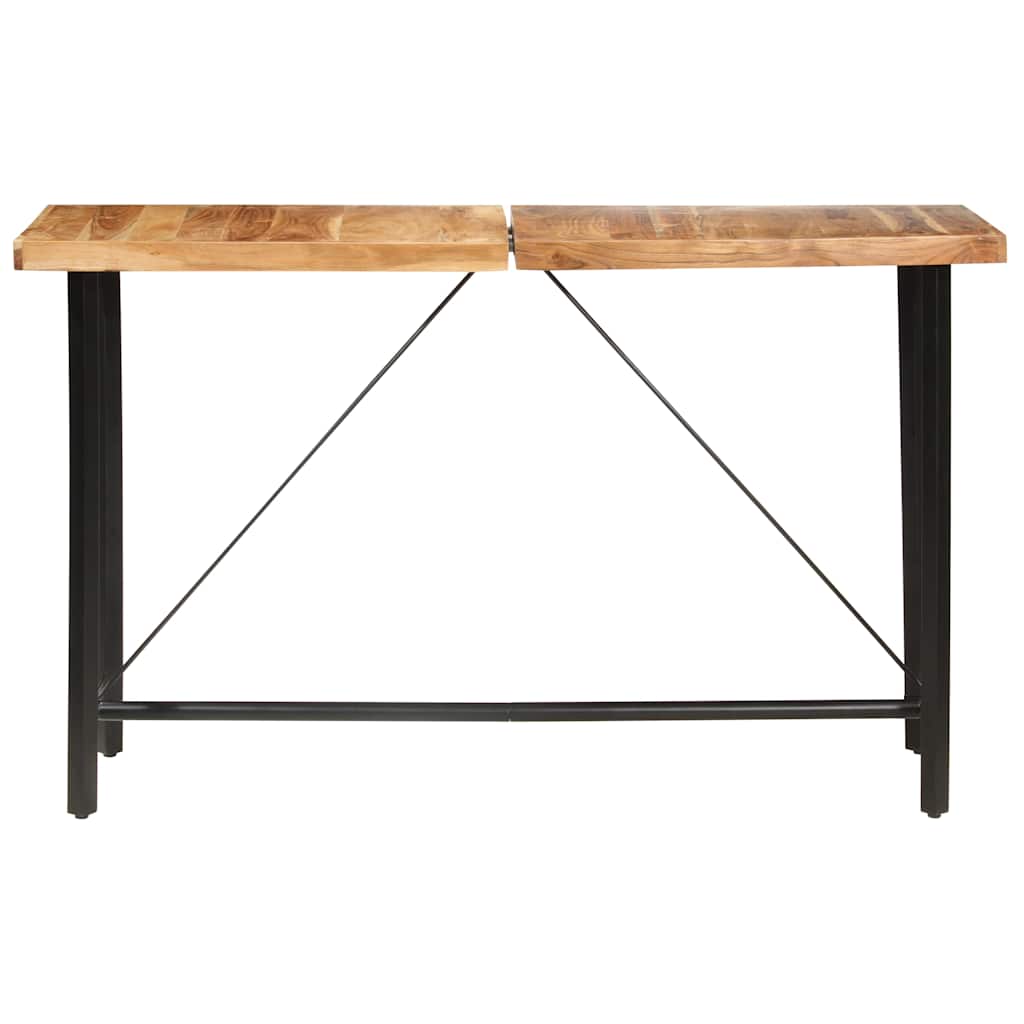9 Piece Bar Set Solid Acacia Wood, Genuine Leather & Canvas