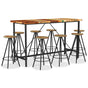 9 Piece Bar Set Solid Reclaimed Wood