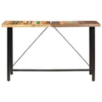 7 Piece Bar Set Solid Reclaimed Wood and Real Leather