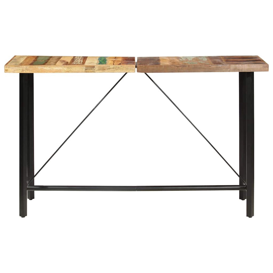 7 Piece Bar Set Solid Reclaimed Wood and Real Leather