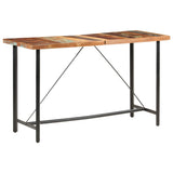 7 Piece Bar Set Solid Reclaimed Wood and Real Leather
