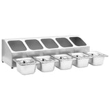 Gastronorm Container Holder with 5 GN 1/6 Pan Stainless Steel - Close-Up Angle