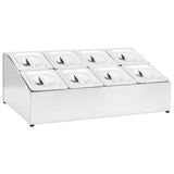 Gastronorm Container Holder with 8 GN 1/6 Pan Stainless Steel - Front View