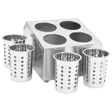 Cutlery Holder 4 Grids Square Stainless Steel - Rear View