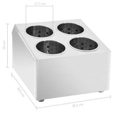 Cutlery Holder 4 Grids Square Stainless Steel - Low Angle