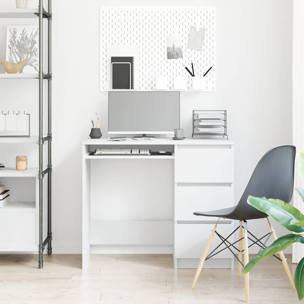 Desk White 90x45x76 cm Engineered Wood