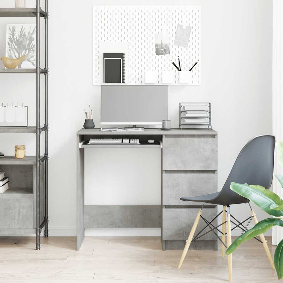 Desk Concrete Grey 90x45x76 cm Engineered Wood