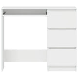 Desk High Gloss White 90x45x76 cm Engineered Wood