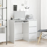 Desk High Gloss White 90x45x76 cm Engineered Wood