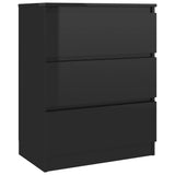 Sideboard High Golss Black 60x35x76 cm Engineered Wood - Front View