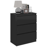Sideboard High Golss Black 60x35x76 cm Engineered Wood - Side View