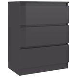 Sideboard High Gloss Grey 60x35x76 cm Engineered Wood