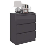 Sideboard High Gloss Grey 60x35x76 cm Engineered Wood
