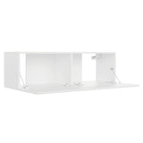 TV Cabinet White 100x30x30 cm Engineered Wood - 45-Degree Angle