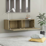 TV Cabinet Sonoma Oak 100x30x30 cm Engineered Wood - Side View