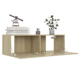 TV Cabinet Sonoma Oak 100x30x30 cm Engineered Wood - Top-Down View
