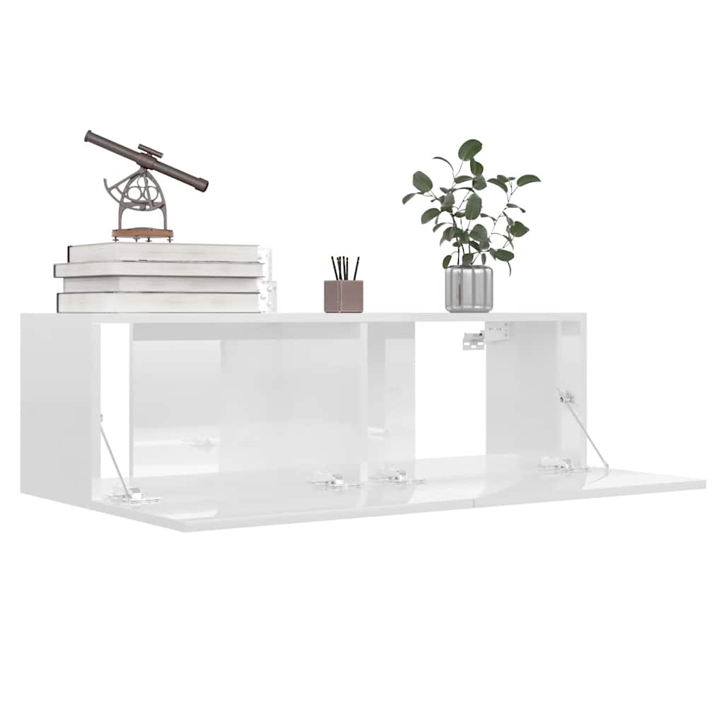 TV Cabinet High Gloss White 100x30x30 cm Engineered Wood
