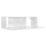 TV Cabinet High Gloss White 100x30x30 cm Engineered Wood - 45-Degree Angle