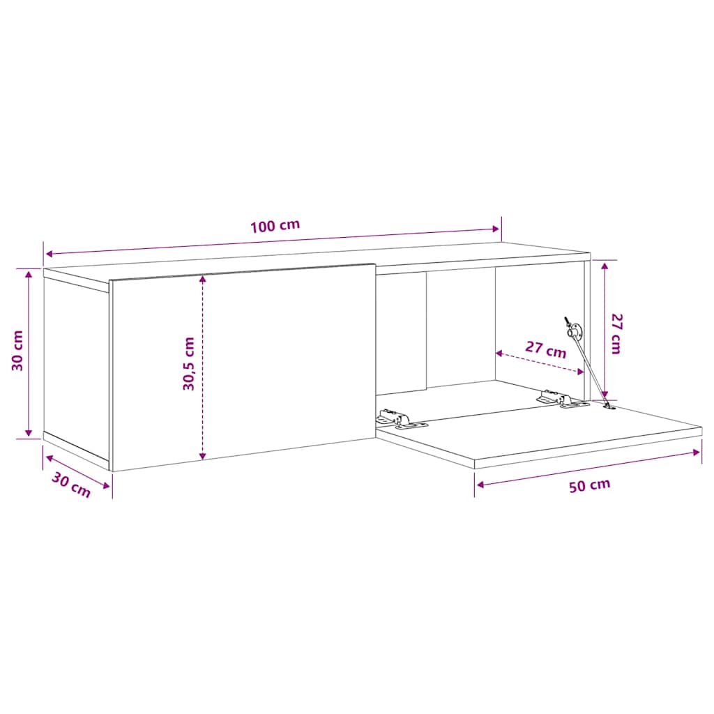 TV Cabinet High Gloss White 100x30x30 cm Engineered Wood