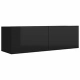 TV Cabinet High Gloss Black 100x30x30 cm Engineered Wood - Front View