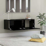 TV Cabinet High Gloss Black 100x30x30 cm Engineered Wood - Side View