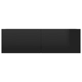 TV Cabinet High Gloss Black 100x30x30 cm Engineered Wood - Rear View