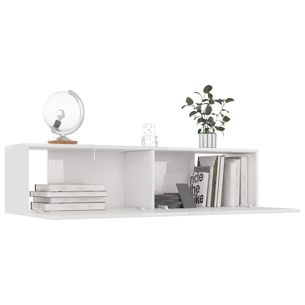 TV Cabinet High Gloss White 120x30x30 cm Engineered Wood