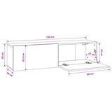 TV Cabinet High Gloss White 120x30x30 cm Engineered Wood - Low Angle