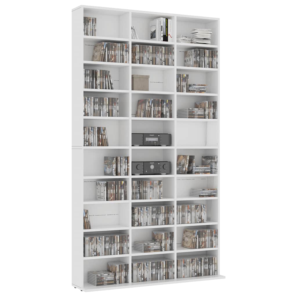 CD Cabinet White 102x23x177.5 cm Engineered Wood