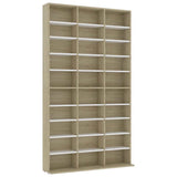 CD Cabinet White and Sonoma Oak 102x23x177.5 cm Engineered Wood