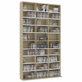 CD Cabinet White and Sonoma Oak 102x23x177.5 cm Engineered Wood