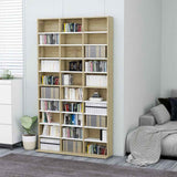 CD Cabinet White and Sonoma Oak 102x23x177.5 cm Engineered Wood