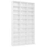 CD Cabinet High Gloss White 102x23x177.5 cm Engineered Wood - Front View