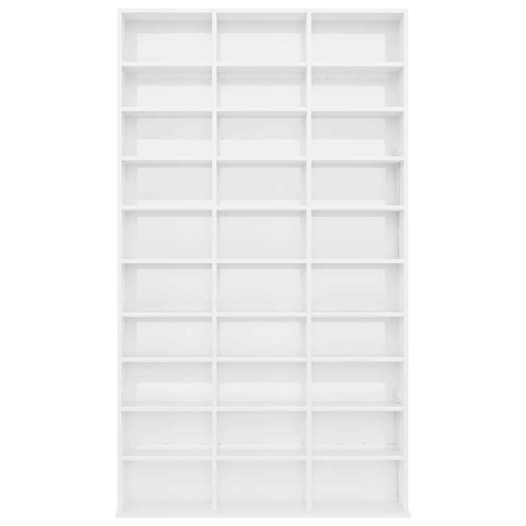 CD Cabinet High Gloss White 102x23x177.5 cm Engineered Wood