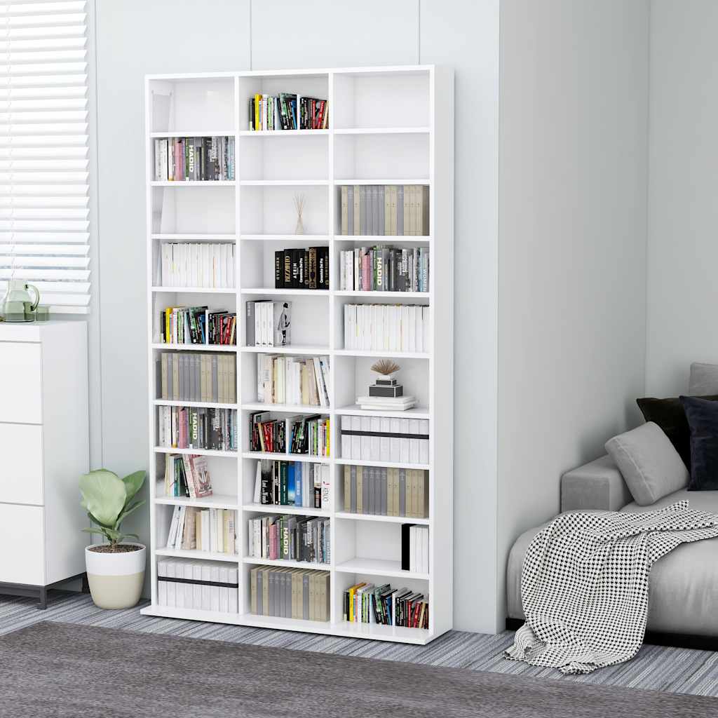 CD Cabinet High Gloss White 102x23x177.5 cm Engineered Wood