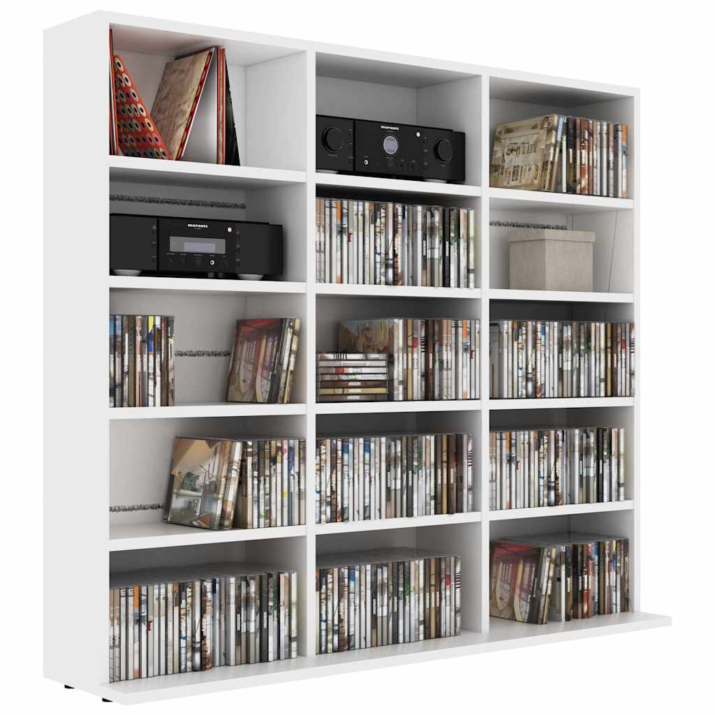 CD Cabinet White 100x23x89.5 cm Engineered Wood