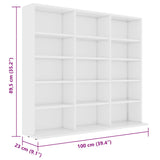 CD Cabinet White 100x23x89.5 cm Engineered Wood - Rear View