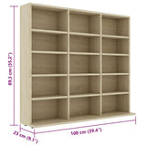 CD Cabinet Sonoma Oak 100x23x89.5 cm Engineered Wood - Close-Up Angle