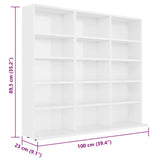 CD Cabinet High Gloss White 100x23x89.5 cm Engineered Wood