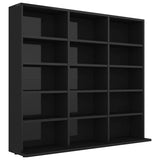 CD Cabinet High Gloss Black 100x23x89.5 cm Engineered Wood - Front View