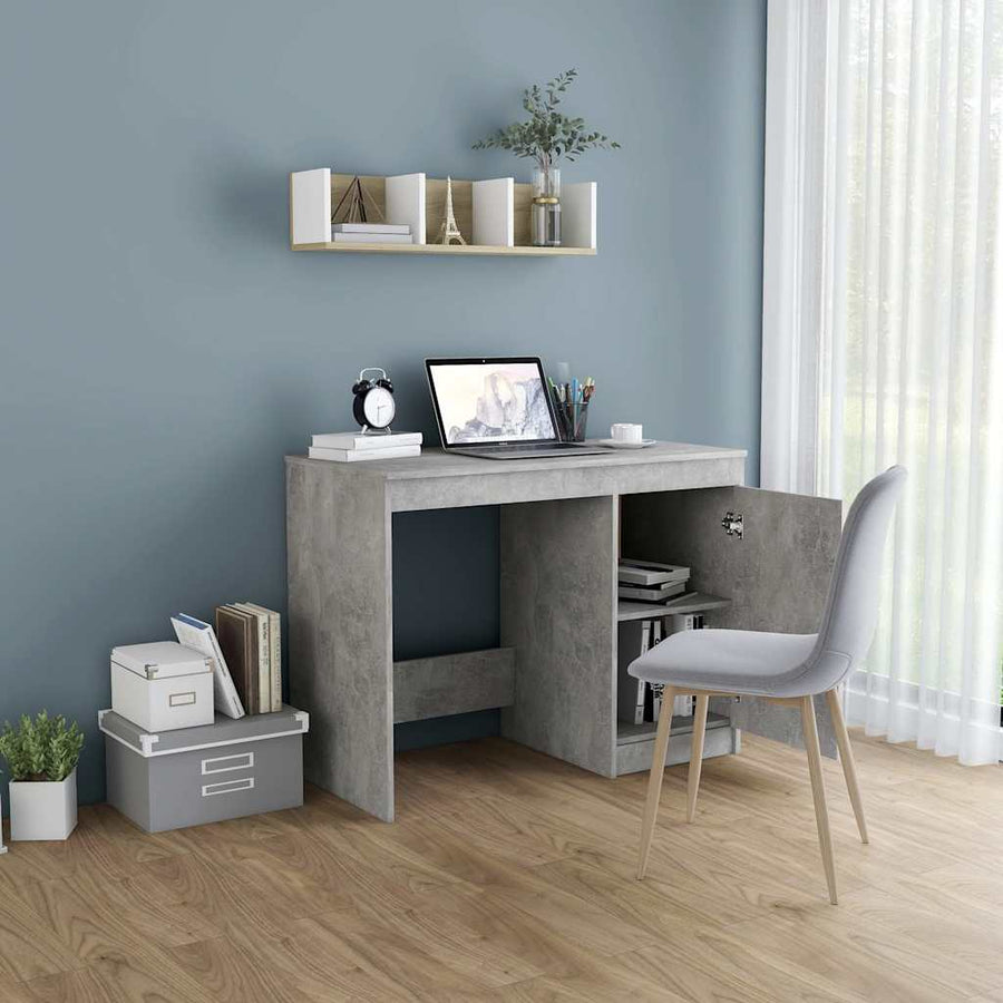 Desk Concrete Grey 100x50x76 cm Engineered Wood