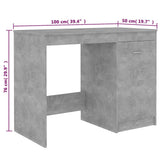 Desk Concrete Grey 100x50x76 cm Engineered Wood - Extra Image