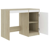 Desk White and Sonoma Oak 100x50x76 cm Engineered Wood