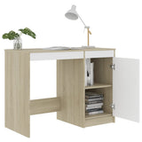 Desk White and Sonoma Oak 100x50x76 cm Engineered Wood