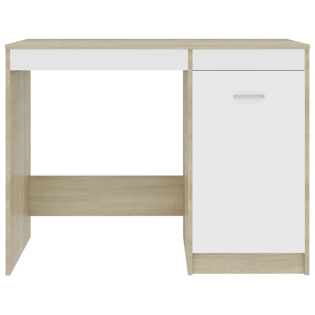 Desk White and Sonoma Oak 100x50x76 cm Engineered Wood
